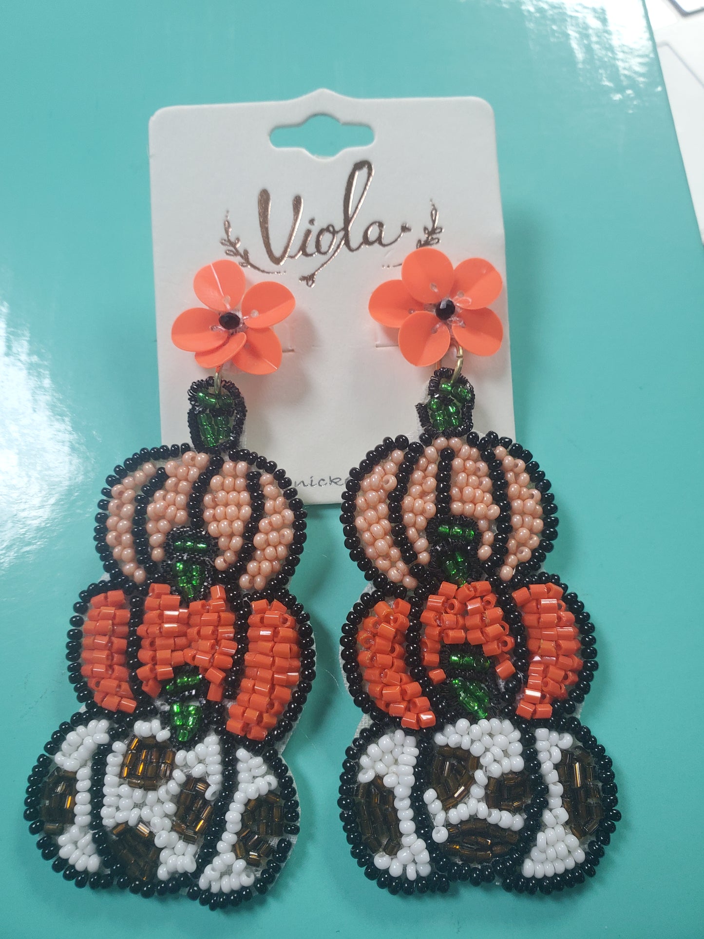 Pumpkin Trio Print Earrings JH114