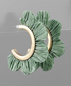 Raffia Flower Half Hoop Earrings JV206
