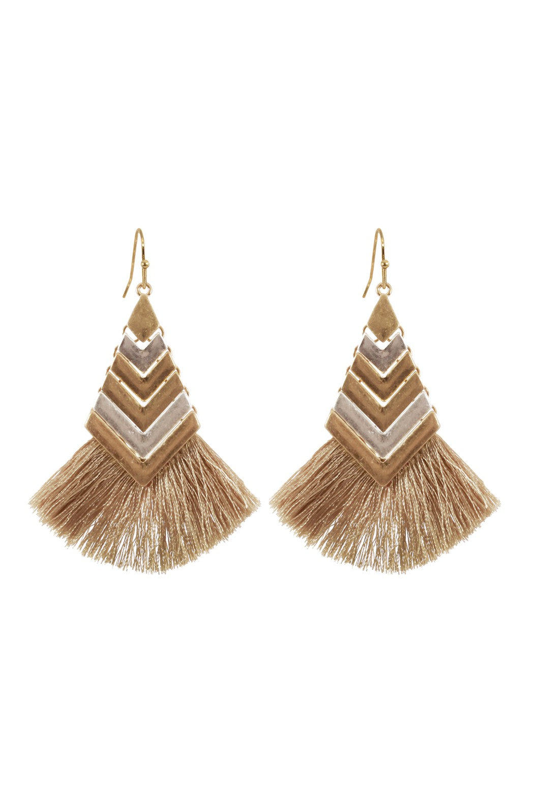 Chevron metal tassel earrings JTT103