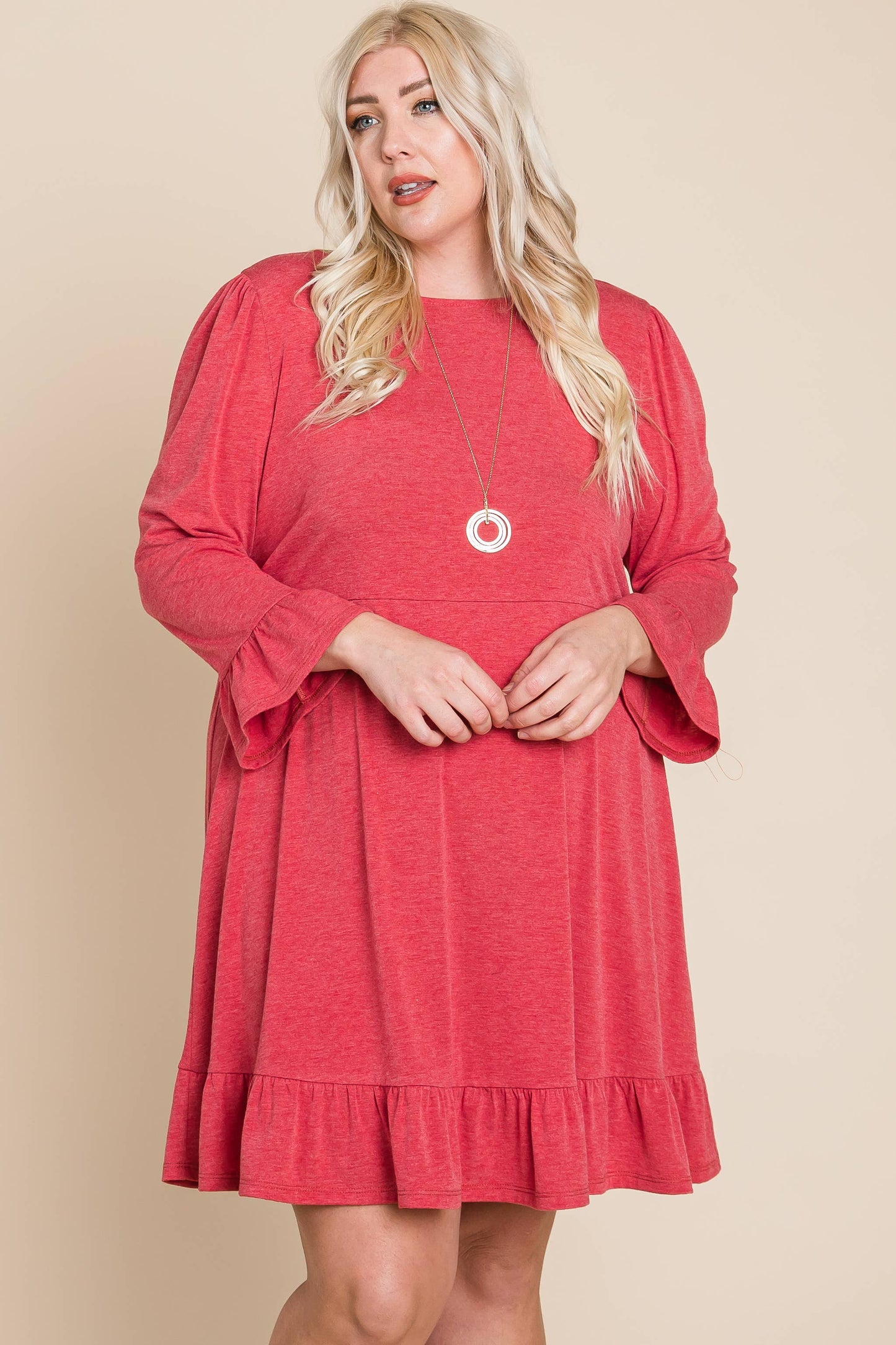 Curvy Ruffle Hem Dress 8760