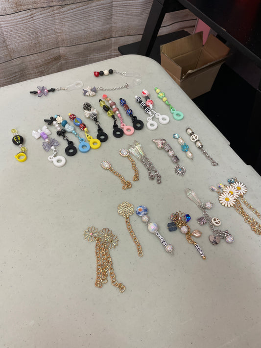 Cup Straw Charms Clear Tab Chains with charms