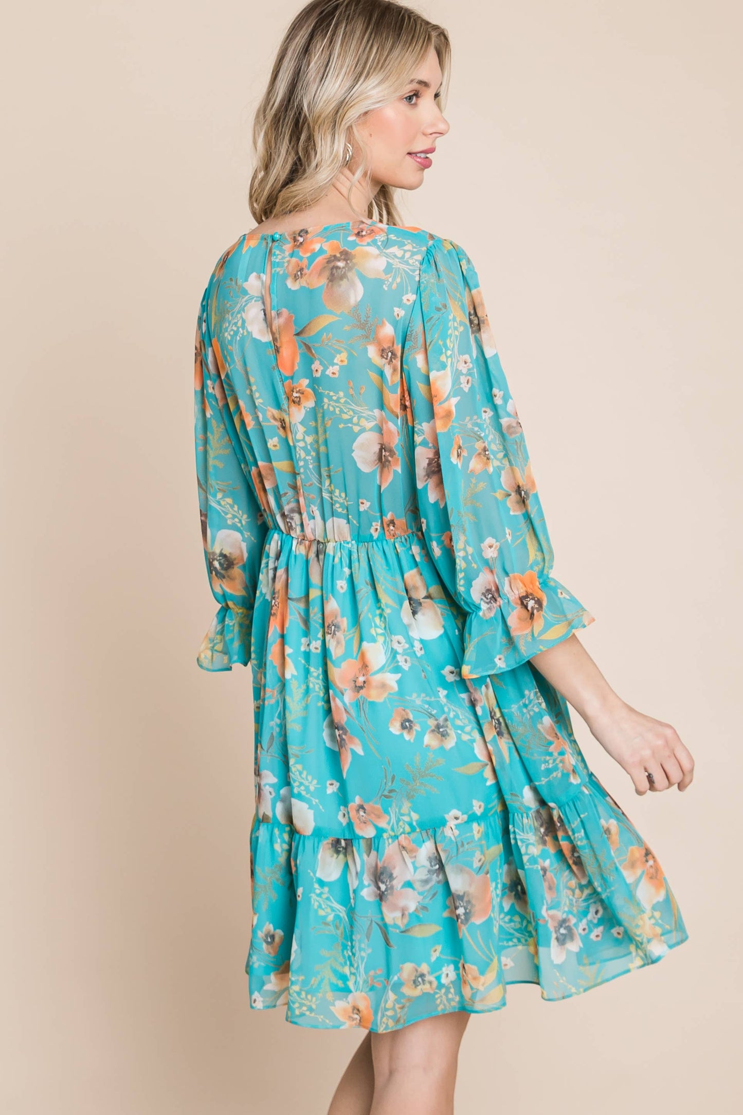 Curvy Floral Chiffon Dress 8761