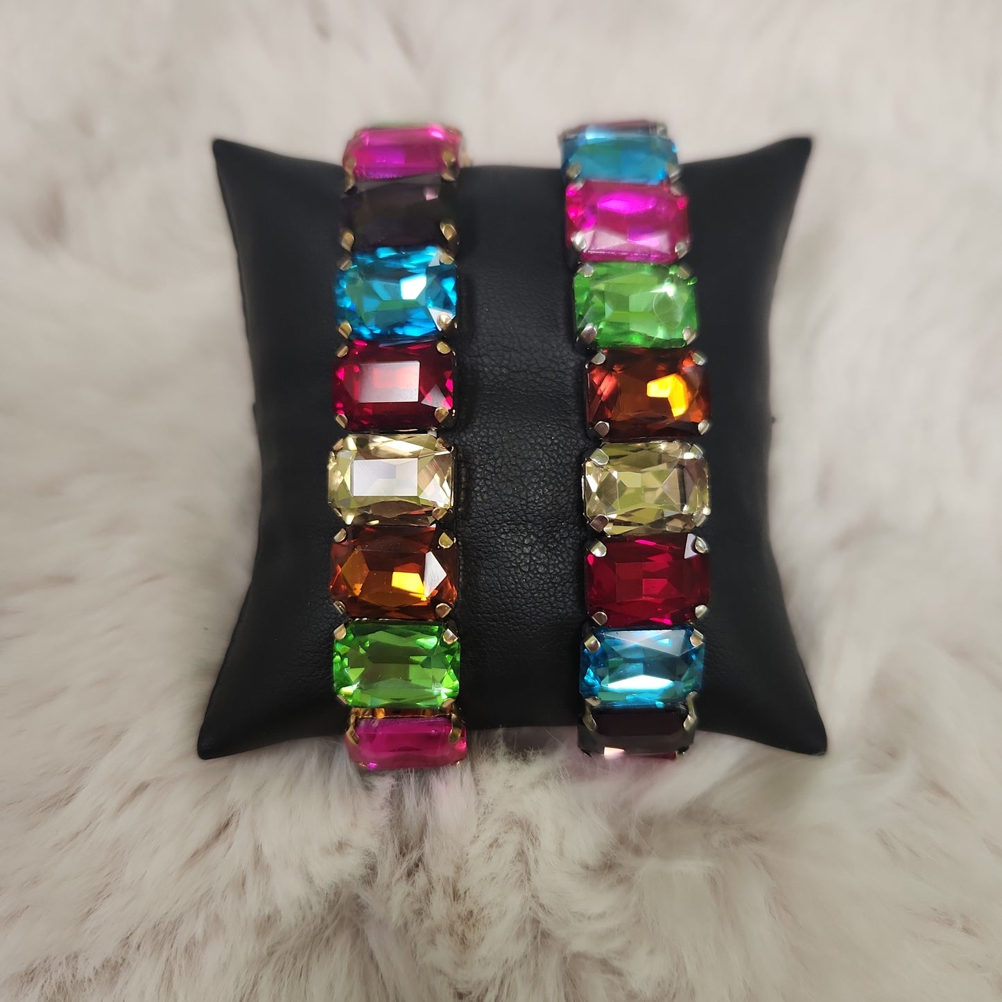 Chunky Multi Color Crystal Stretch Bracelet JN429