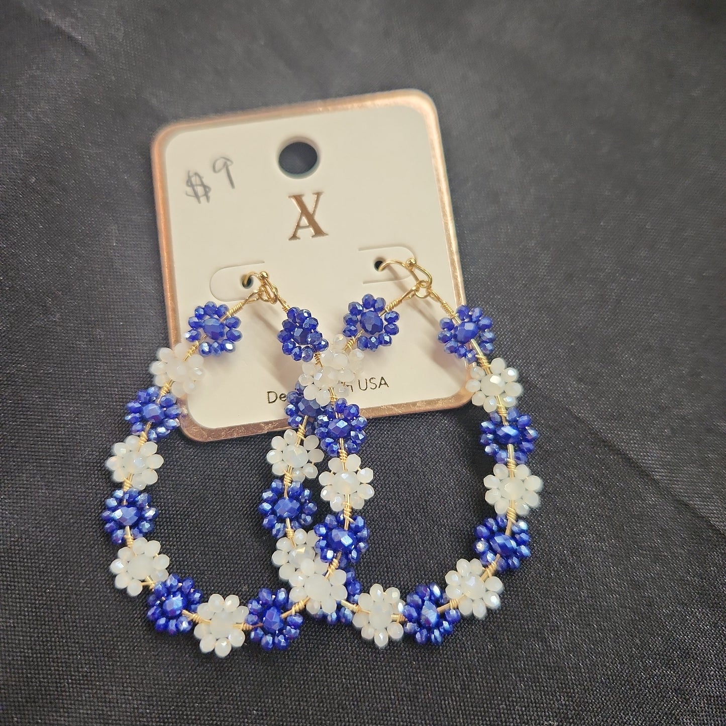 Crystal Bead Flower Earrings JN416