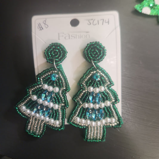 Pearl Christmas tree Earrings JC174
