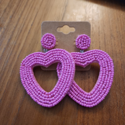 Pink Beaded Heart earrings JC203