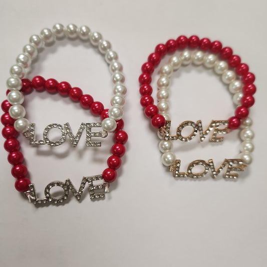 LOVE stretch pearl bracelet JB251