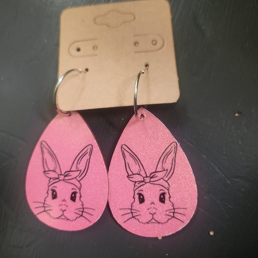 Coral Bow Bunny Earrings JC218