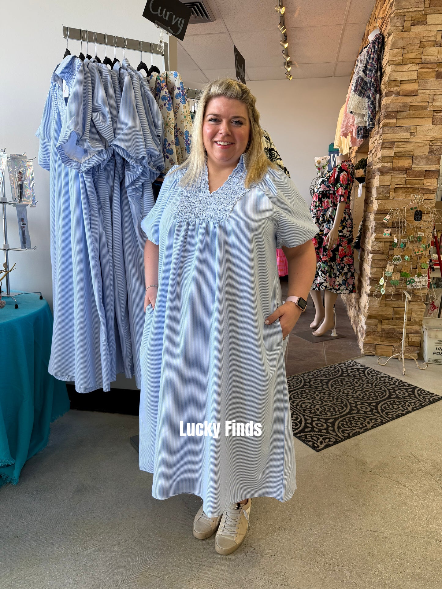 Nashville Striped Curvy Maxi Dress D1692