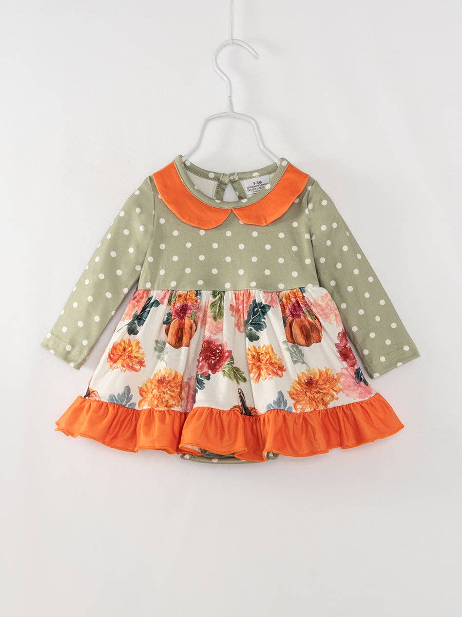 K147 Polka Dots Pumpkin Romper