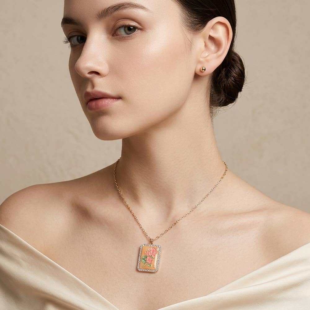 Peacock Frame Pendant Necklace