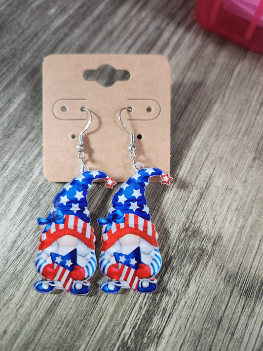 Patriotic Gnome Earrings JN52