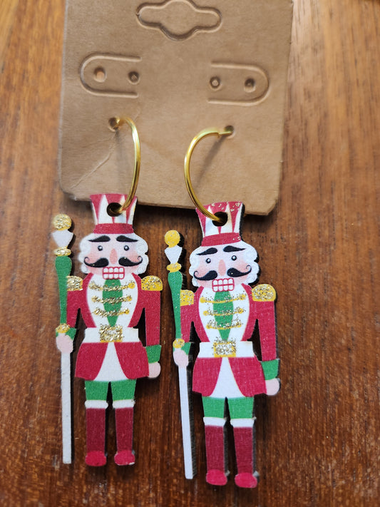 Red Green Nutcracker Christmas Earrings JC106