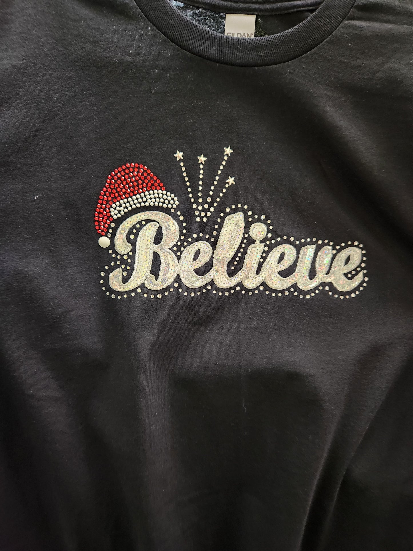 Believe Rhinestone Christmas Shirt CP302