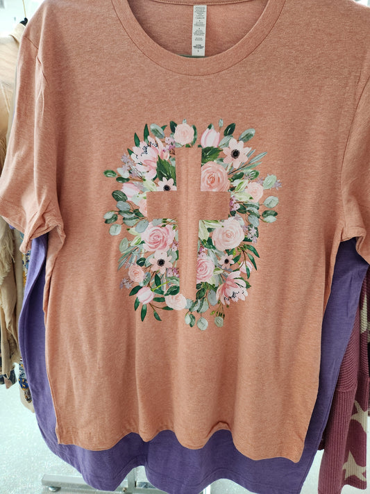 Cross with Flowers Shirt CP520