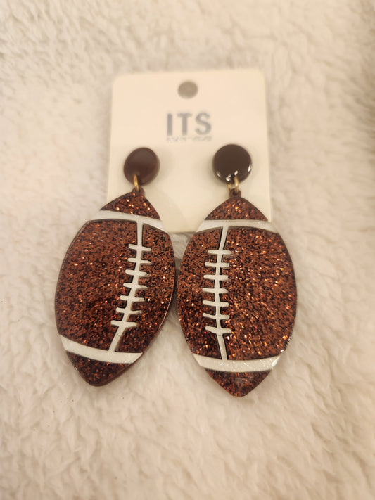 Glitter Acrylic Football Earrings JC24