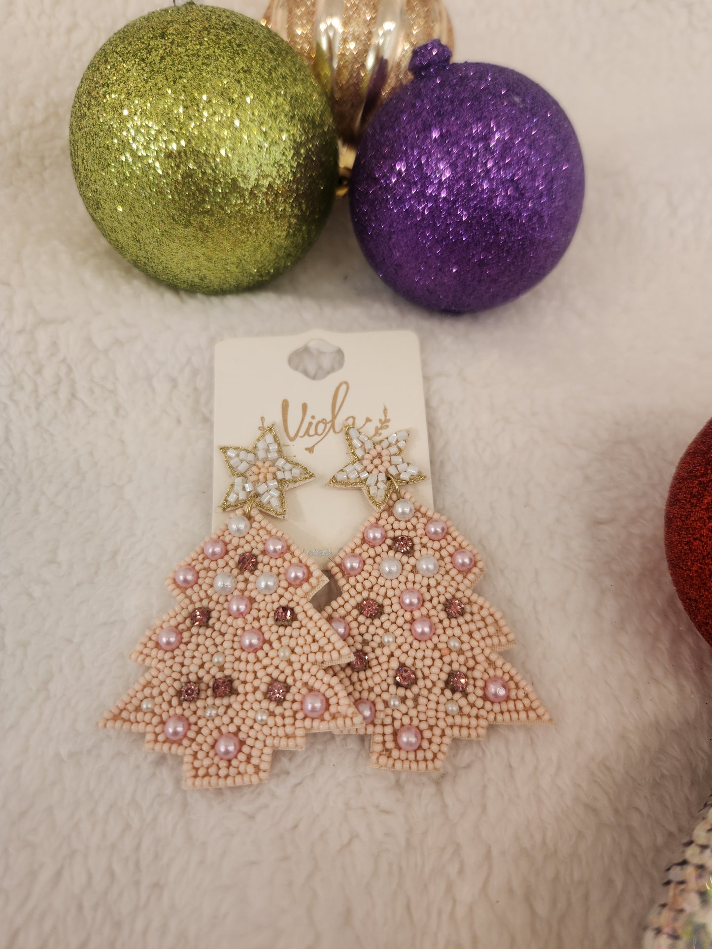 Pink Pearl Beaded Christmas Trees JC28