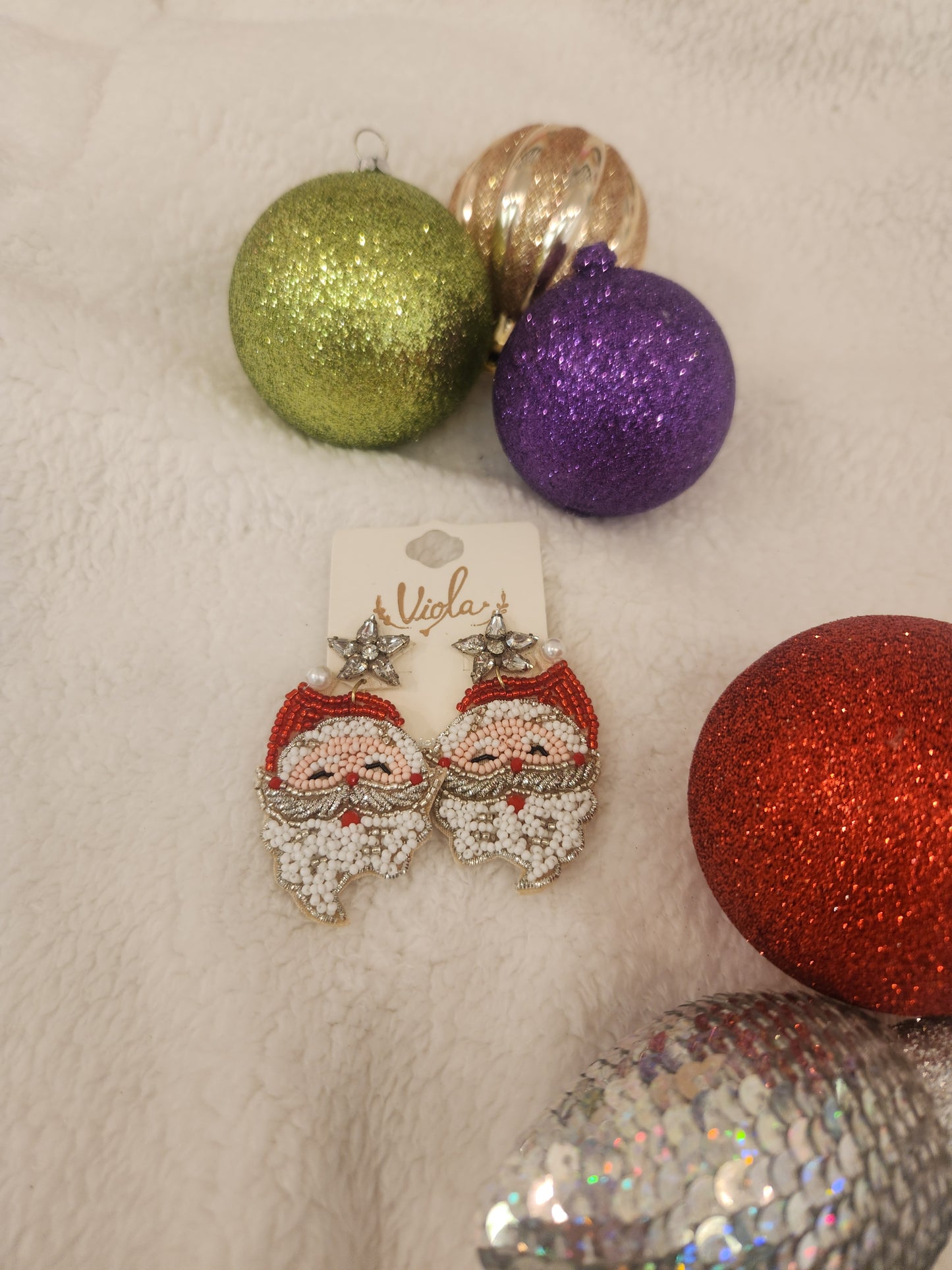 Santa Sparkle Beaded Earrings JC32