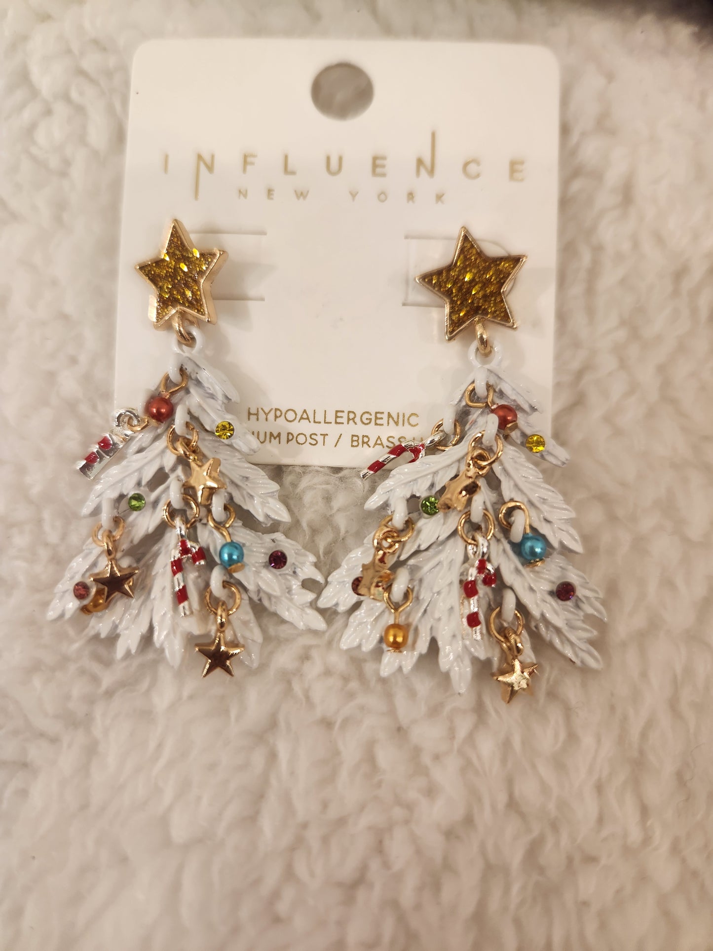 White Christmas Tree Earrings JC35