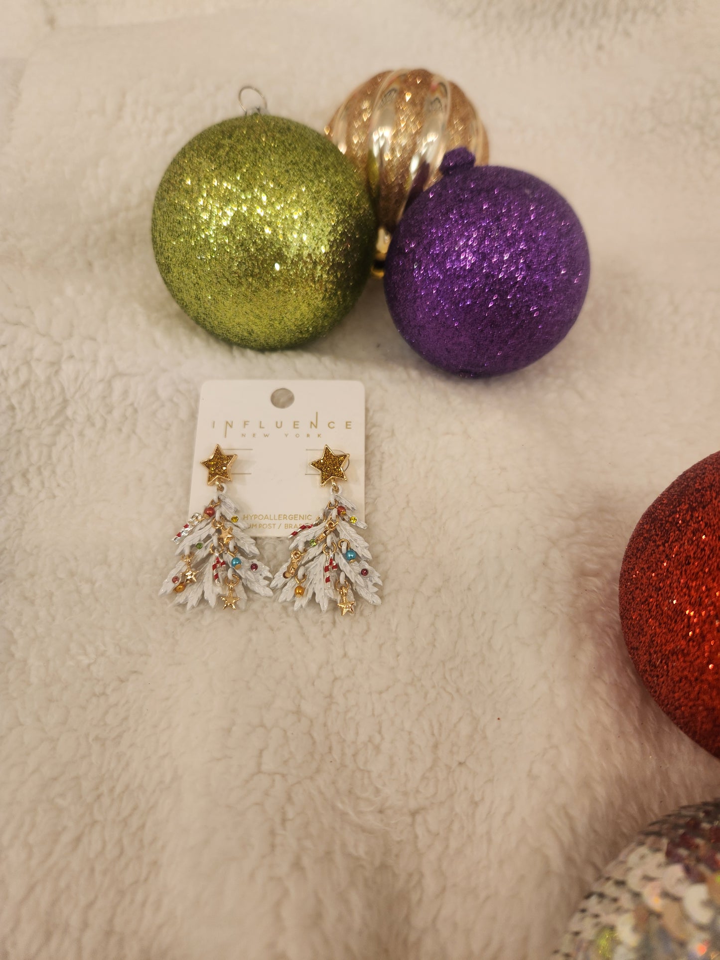 White Christmas Tree Earrings JC35