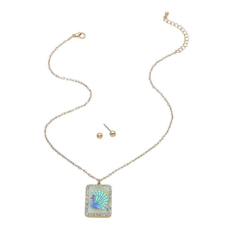 Peacock Frame Pendant Necklace