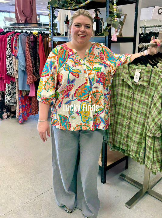 Fancy Paisley Print Umgee Top P462