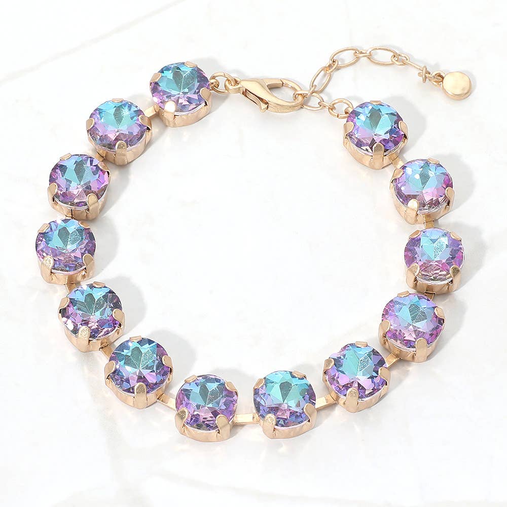 Round Stone Cluster Link Bracelet