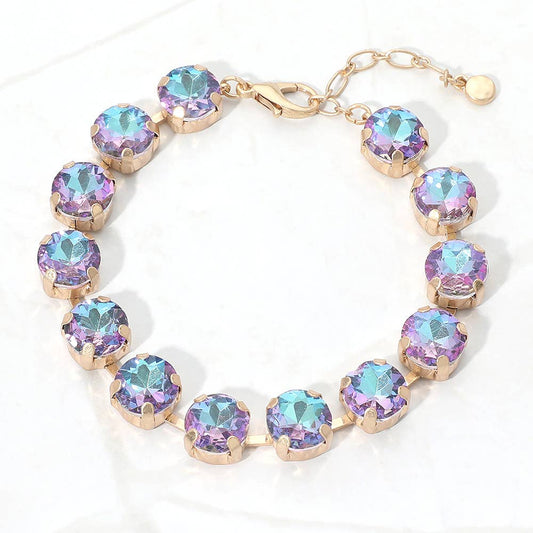 Round Stone Cluster Link Bracelet