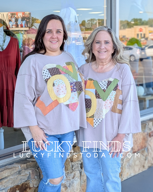Cozy Easel Love Patch Top P379