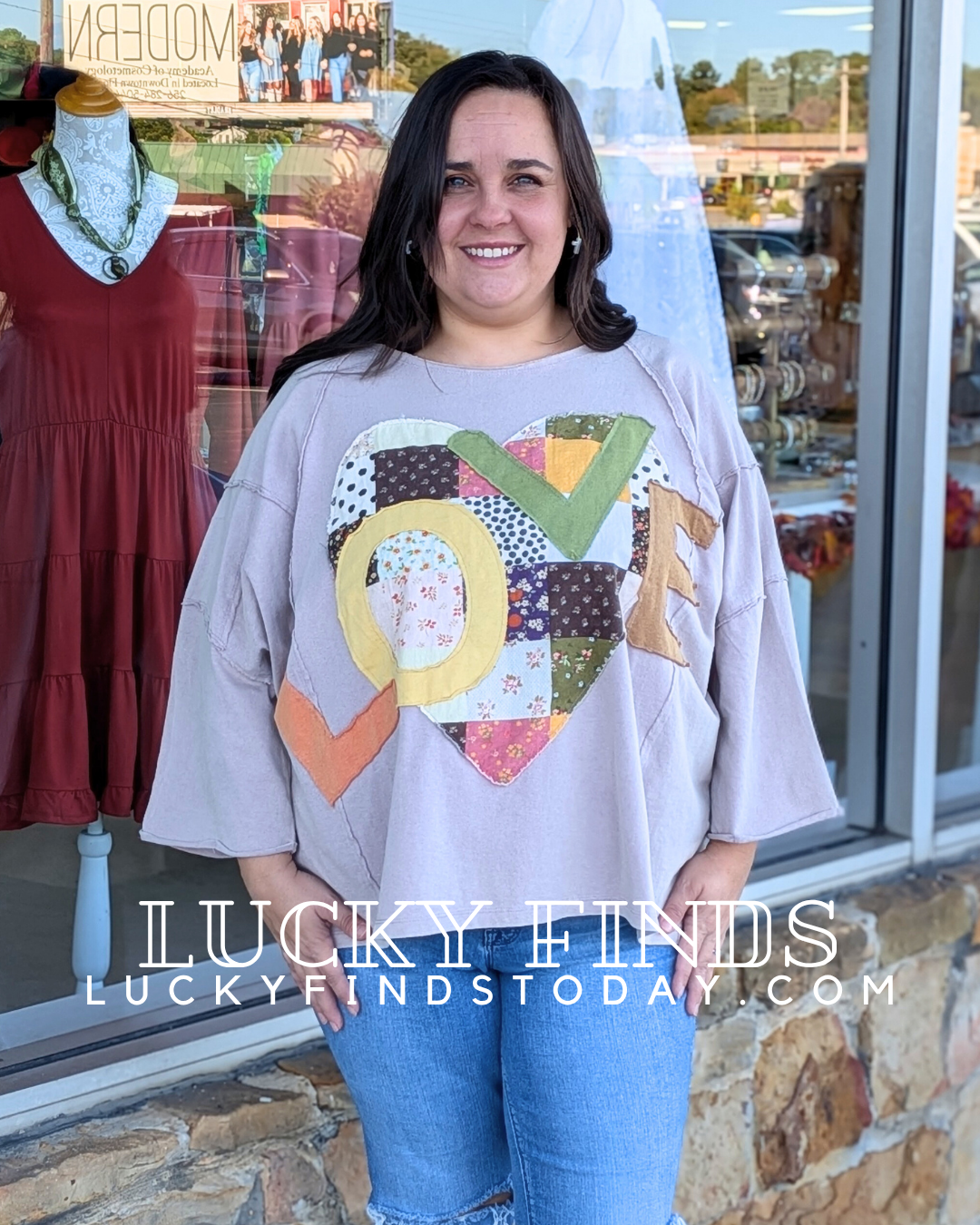 Cozy Easel Love Patch Top P379