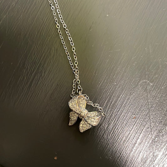 Silver bow necklace JC241