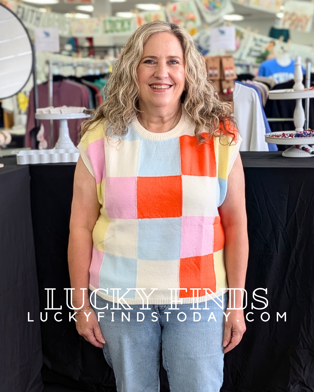 Miami Checker Sweater Top W380