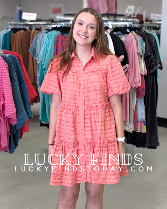 Puff Sleeves Tiered Dress W357