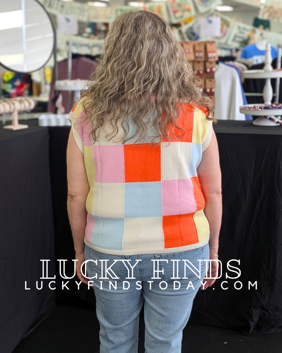 Miami Checker Sweater Top W380