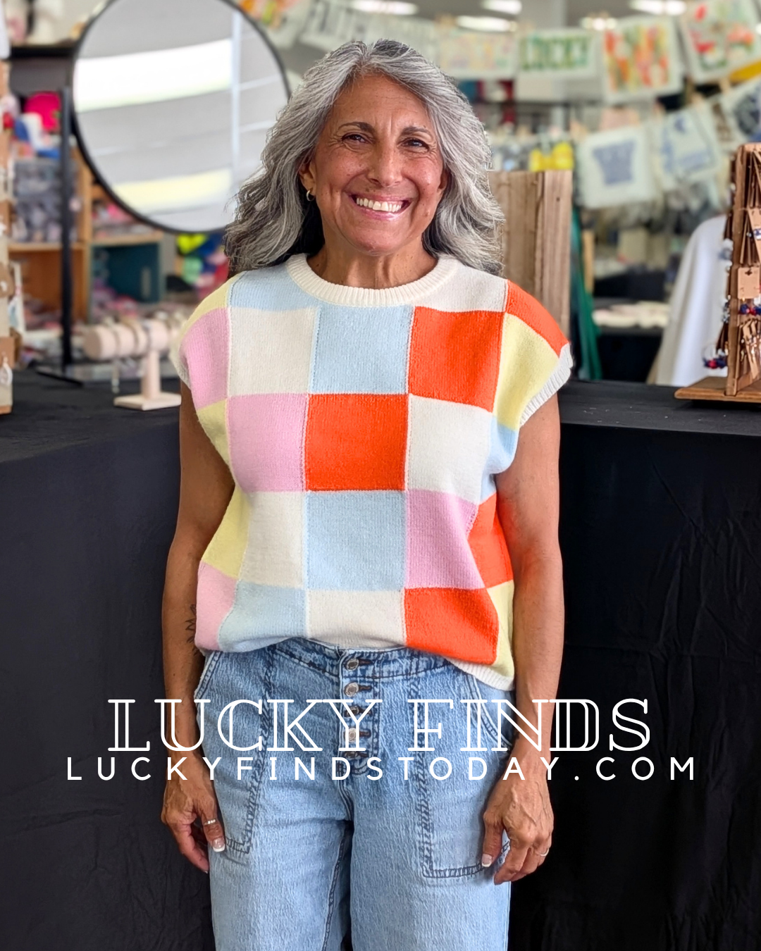 Miami Checker Sweater Top W380