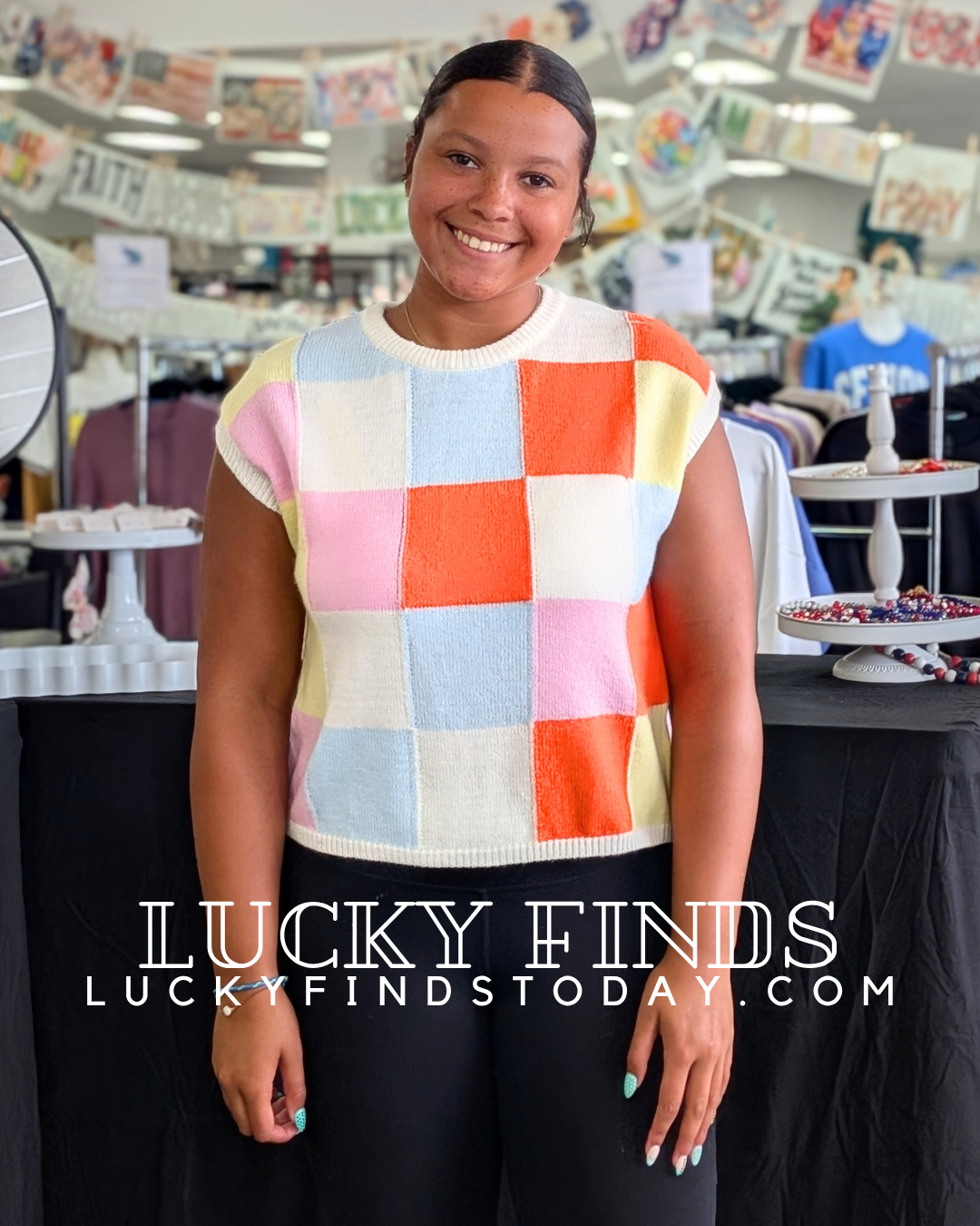 Miami Checker Sweater Top W380