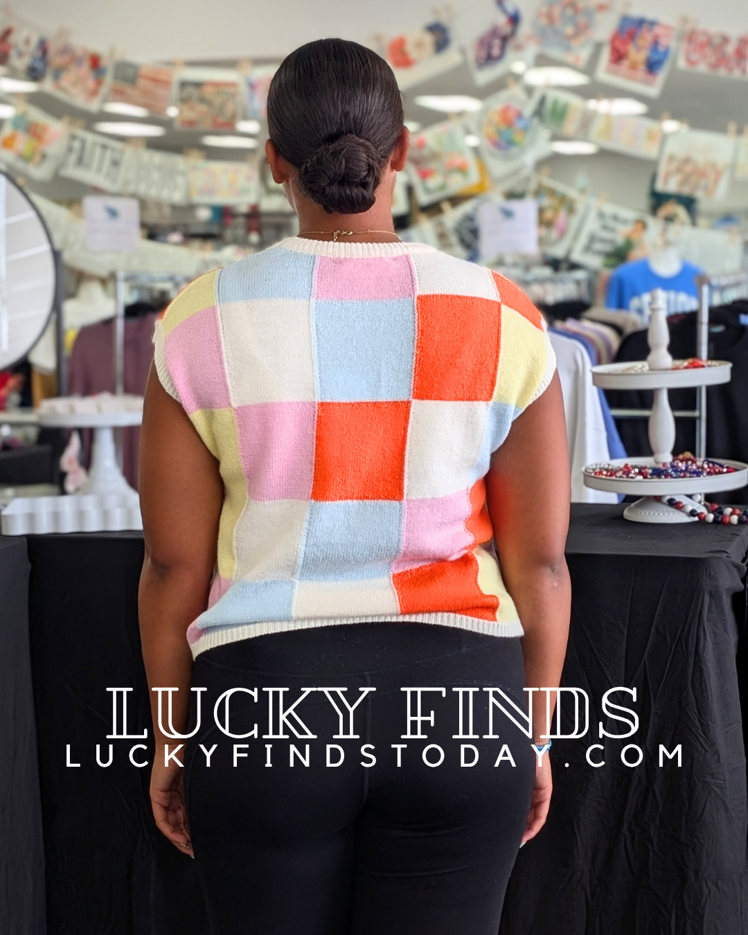 Miami Checker Sweater Top W380