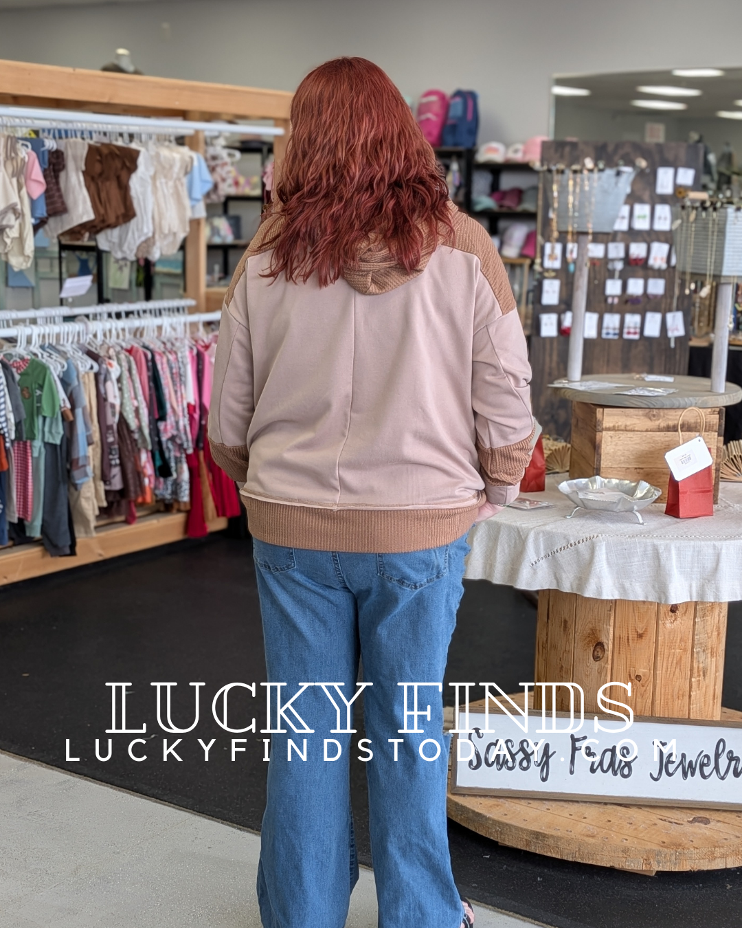 Vintage Curvy Waffle Contrast Hoodie D1607