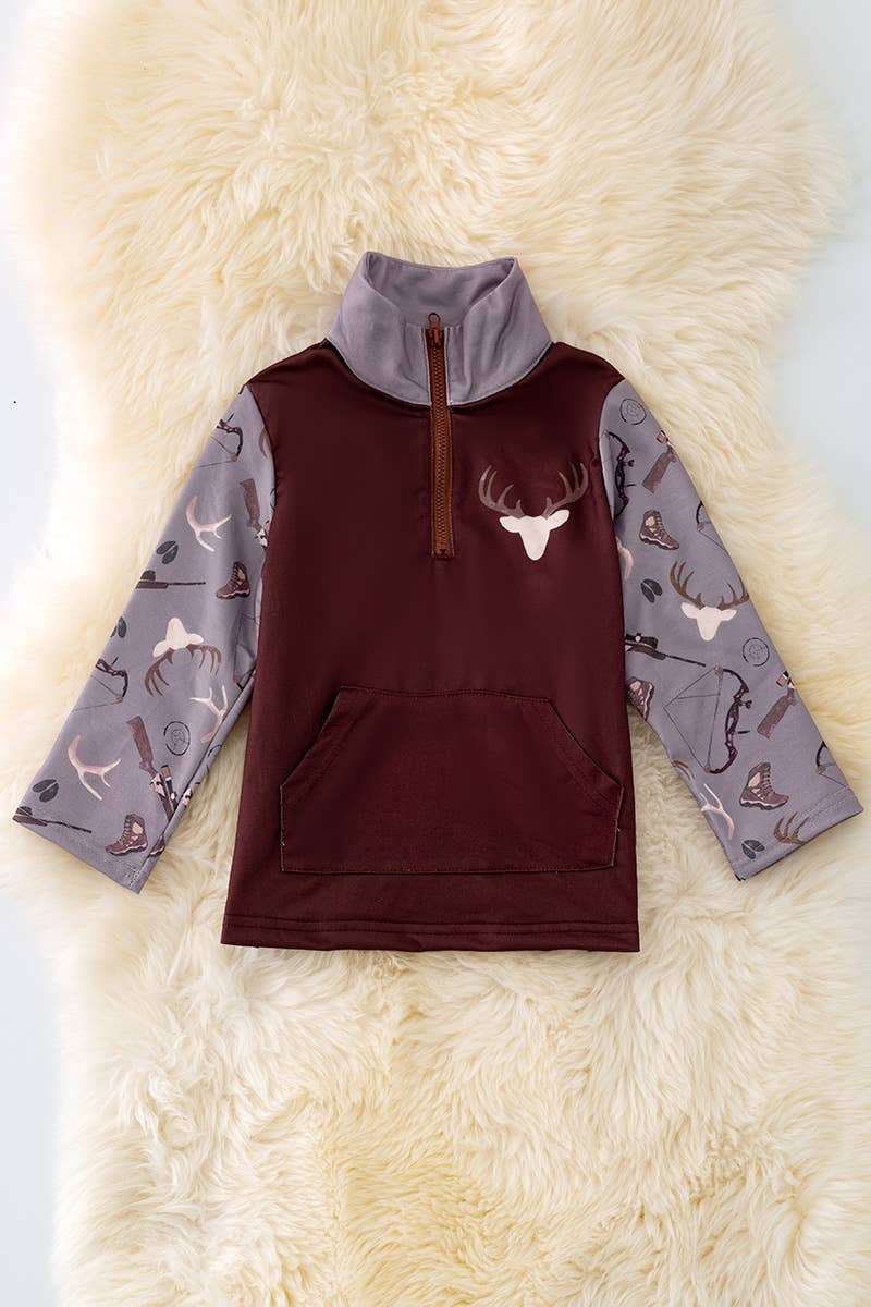 K138 DEER PRINTED BOYS SWEATSHIRT