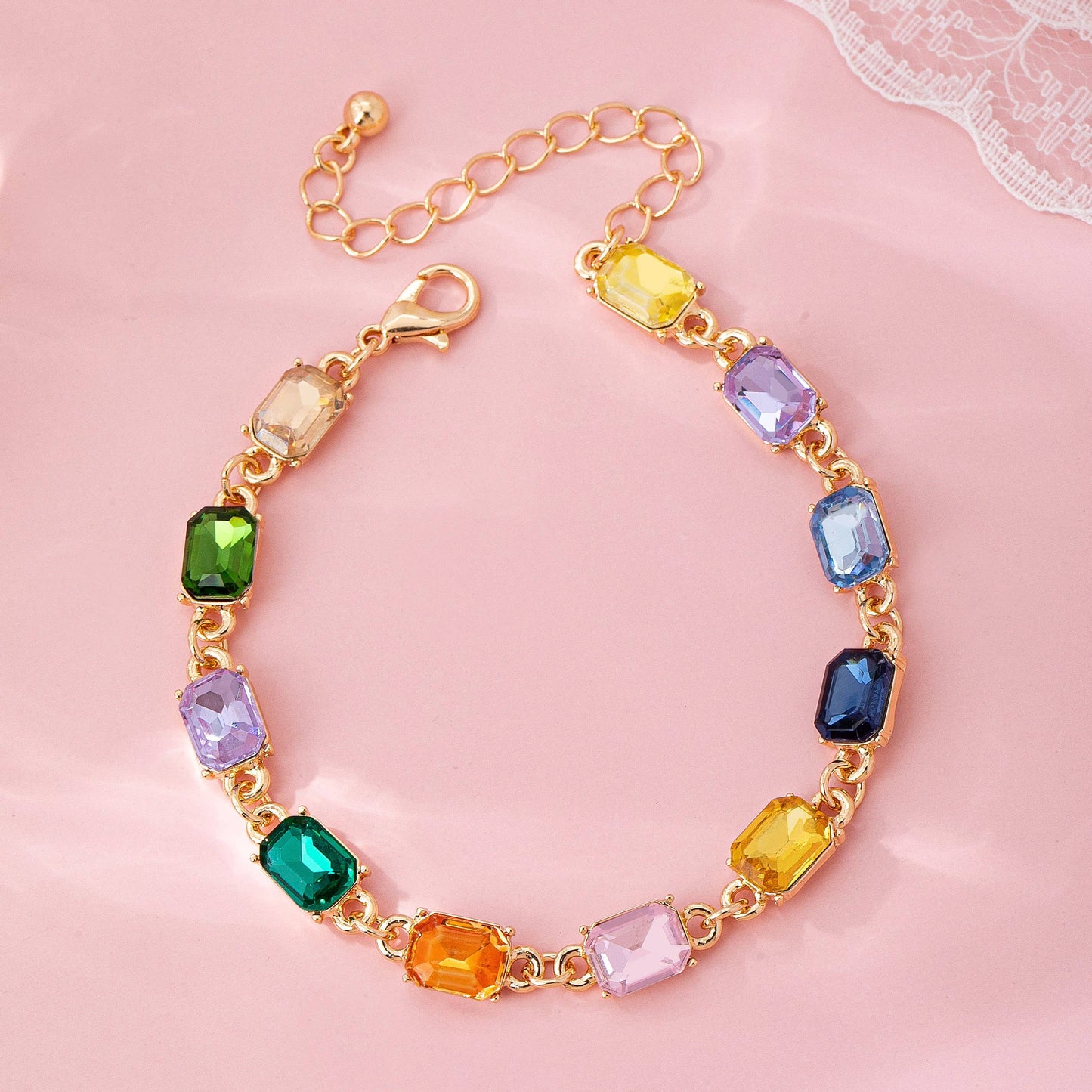 Rainbow Gemstone Tennis Bracelet