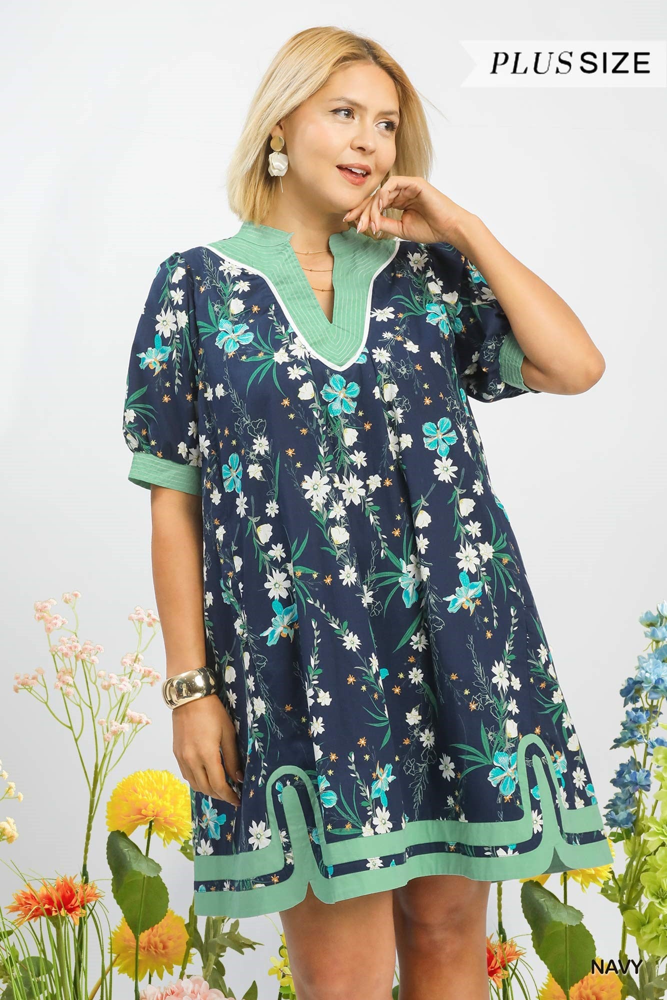 Umgee Curvy Floral Dress P494