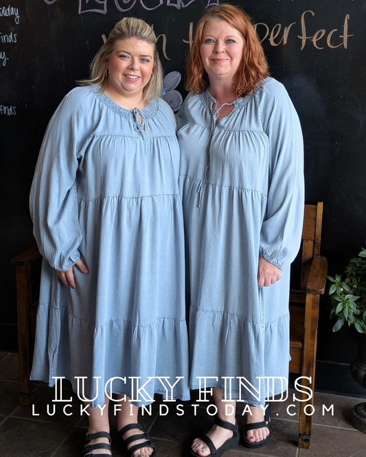 Vintage Chambray Curvy Midi W466