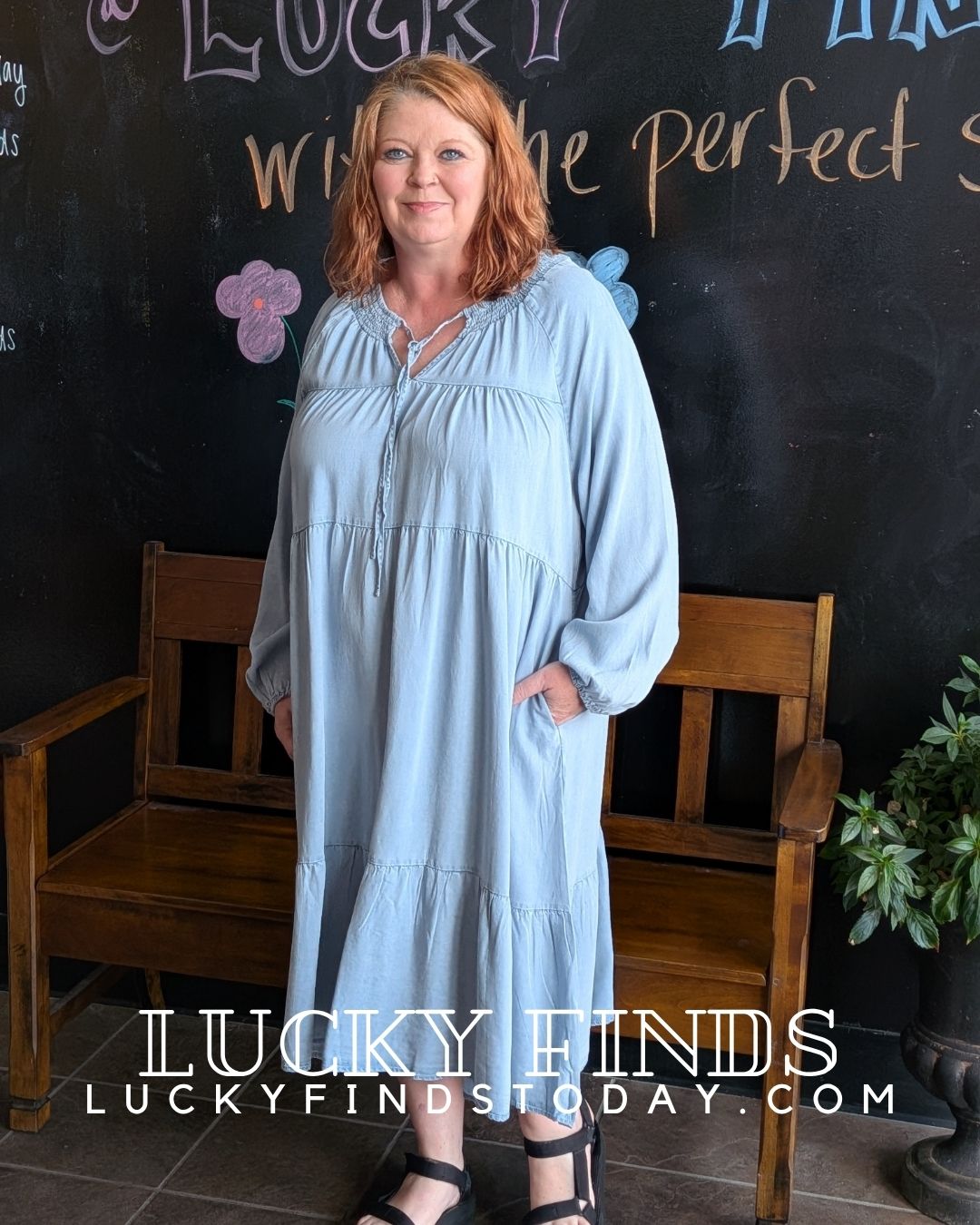 Vintage Chambray Curvy Midi W466