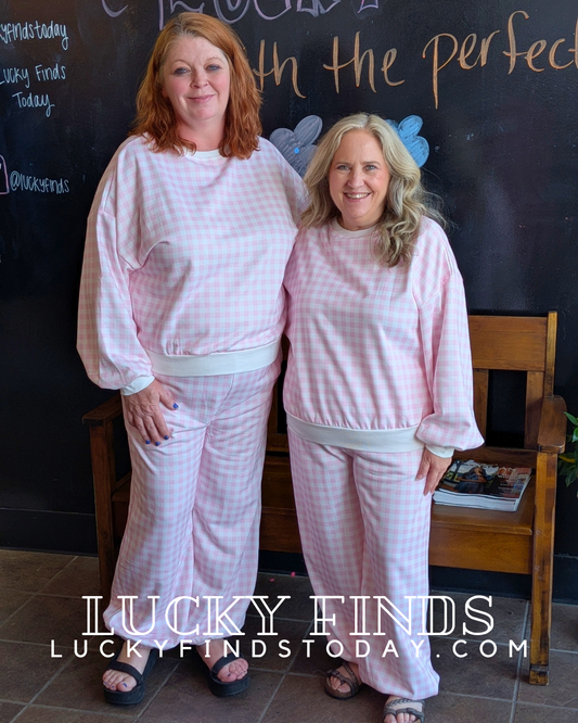 Girly Pink Plaid Pants Set D1756