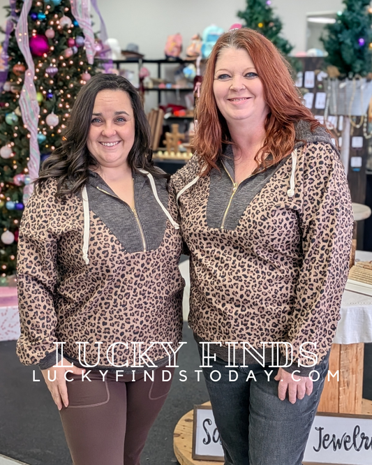 Sweet Leopard Contrast Hoodie D1655