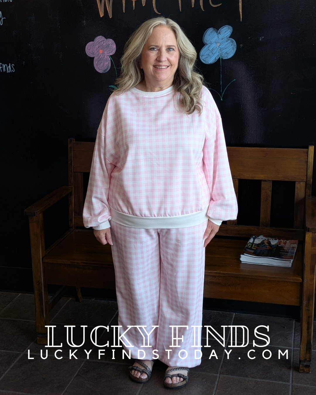 Girly Pink Plaid Pants Set D1756
