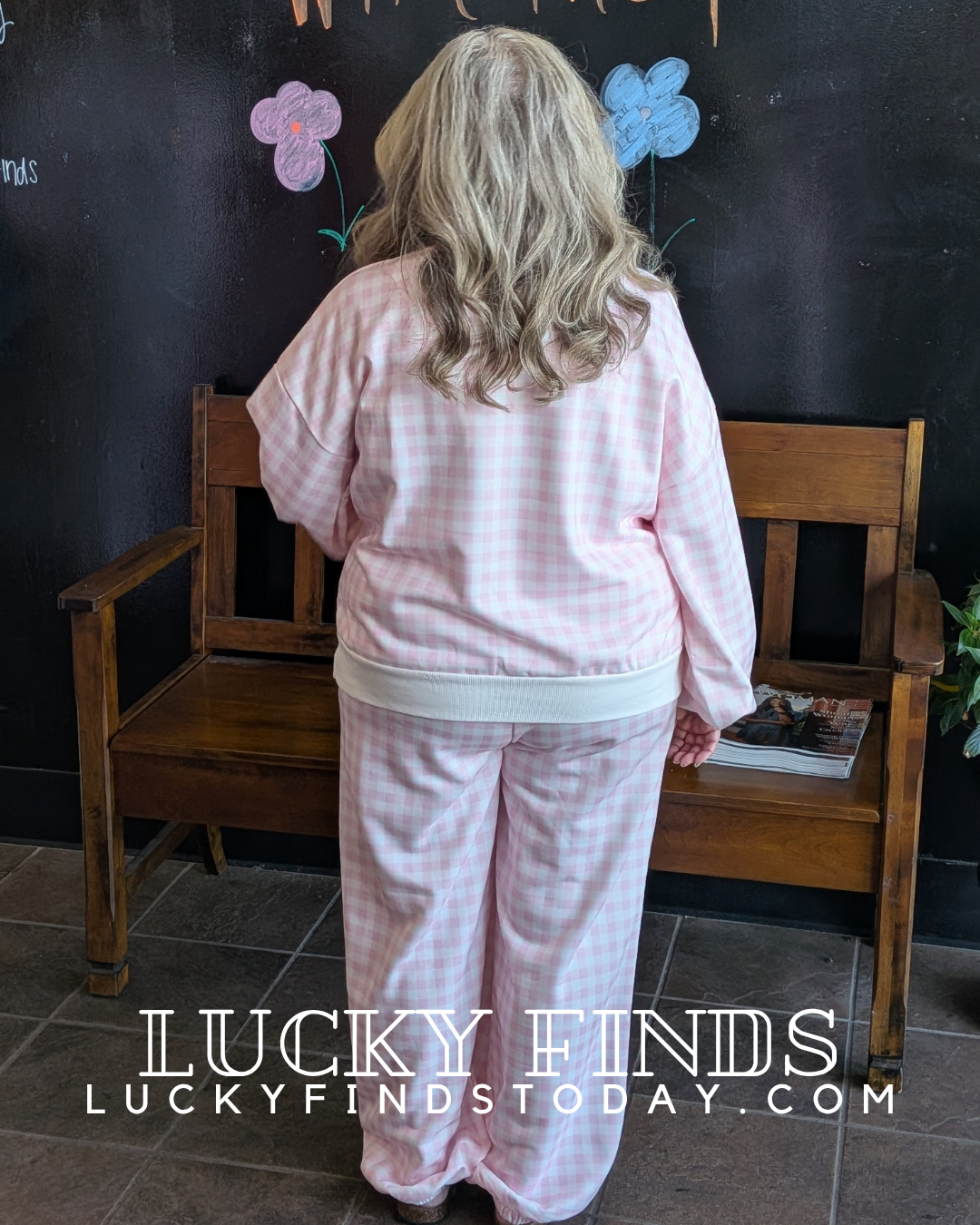 Girly Pink Plaid Pants Set D1756