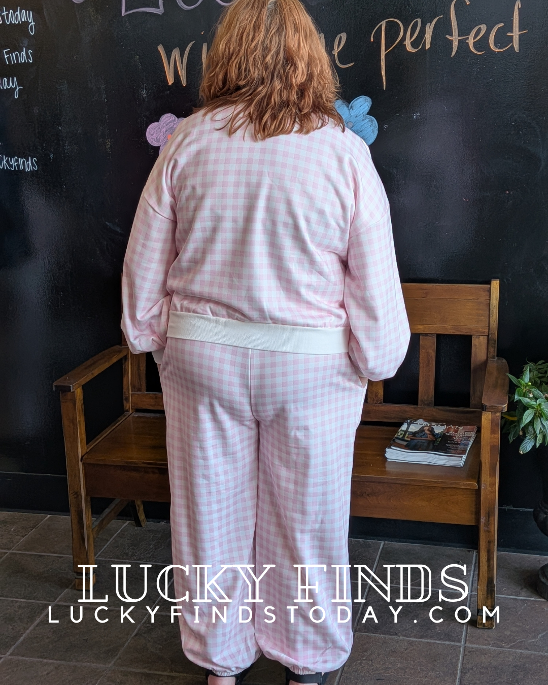 Girly Pink Plaid Pants Set D1756