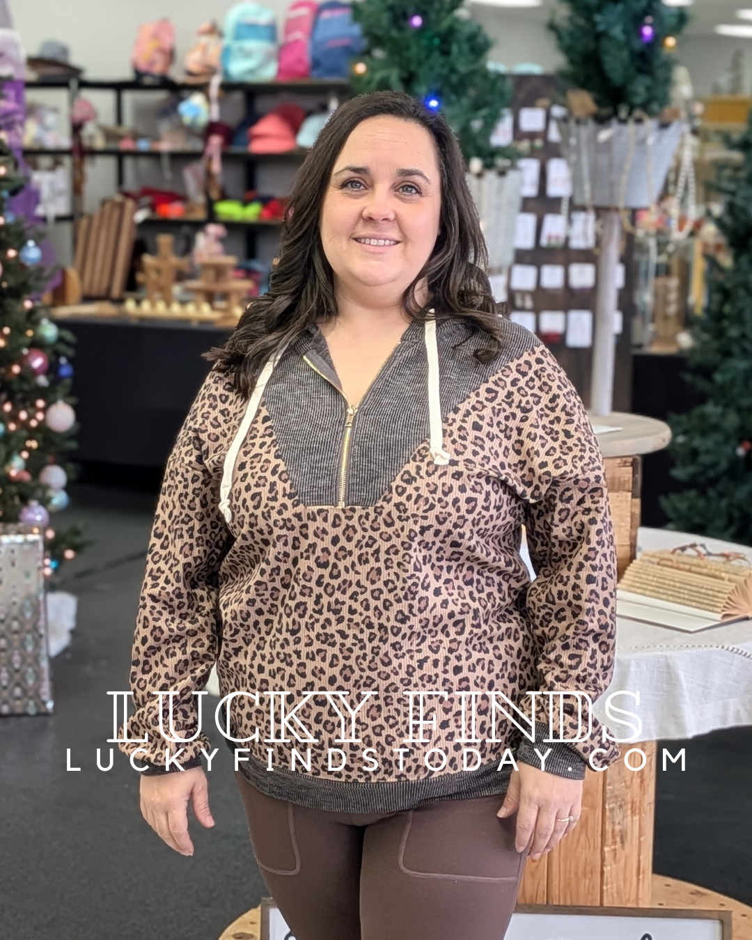 Sweet Leopard Contrast Hoodie D1655