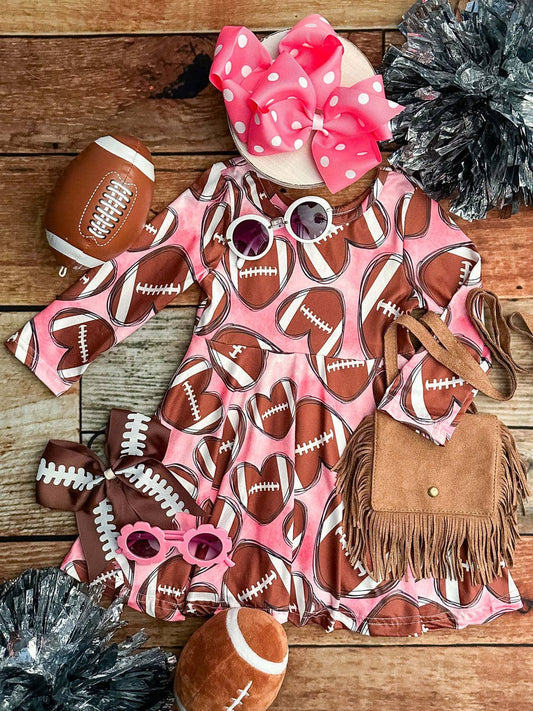 K156 Football Hearts Twirl Dress